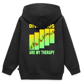 Dividends are my Therapy - Kids Premium Organic Zip-up Hoodie - black - Back - AI Model Kid Male (0cm)