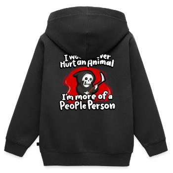 Ich Würde Nie Ein Tier Verletzen, Ich Bin Eher - Kinder Premium Organic Zip Hoodie - Schwarz - Hinten - AI Model Kid Male (0cm)