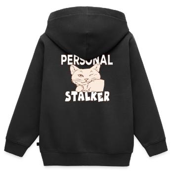 Personal Stalker Cat Owner Cats Love - Sweat Premium à capuche zippé enfant bio - noir - Dos - AI Model Kid Male (0cm)