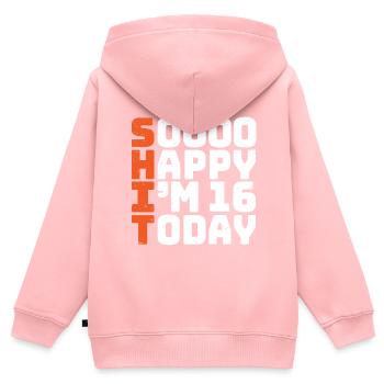 soooo happy i'm 16 Lustig 16. Geburtstag 16 - Kinder Premium Organic Zip Hoodie - Rosa - Hinten - AI Model Kid Female (0cm)