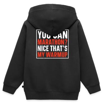 Du Kannst Marathon? Nice That's My Warmup Runner - Kinder Premium Organic Zip Hoodie - Schwarz - Hinten - AI Model Kid Male (0cm)