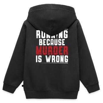 Courir parce que le meurtre est un mauvais marathon de coureur - Sweat Premium à capuche zippé enfant bio - noir - Dos - AI Model Kid Male (0cm)
