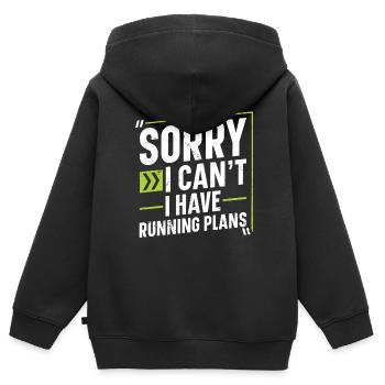 Tut mir leid, ich kann nicht, ich habe andere - Kinder Premium Organic Zip Hoodie - Schwarz - Hinten - AI Model Kid Male (0cm)