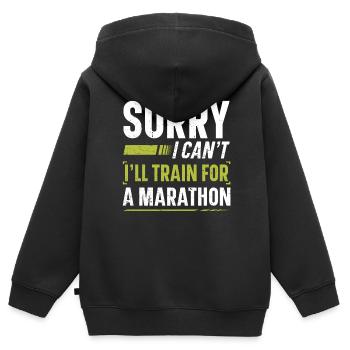 Tut mir leid, ich kann nicht, ich werde - Kinder Premium Organic Zip Hoodie - Schwarz - Hinten - AI Model Kid Male (0cm)