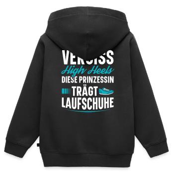 Vergessen Sie High Heels Diese Prinzessin Trägt - Kinder Premium Organic Zip Hoodie - Schwarz - Hinten - AI Model Kid Male (0cm)