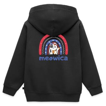 Katze für den vierten Juli USA Regenbogen Meowica - Kinder Premium Organic Zip Hoodie - Schwarz - Hinten - AI Model Kid Male (0cm)