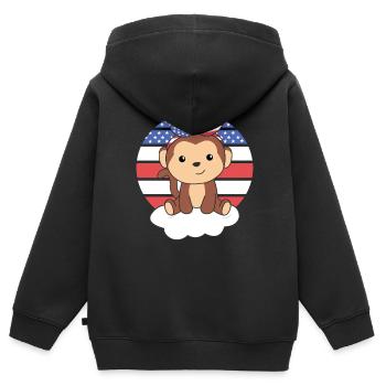 Affe für den vierten Juli amerika Flagge USA - Kinder Premium Organic Zip Hoodie - Schwarz - Hinten - AI Model Kid Male (0cm)