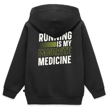 La course à pied est mon médicament préféré - Sweat Premium à capuche zippé enfant bio - noir - Dos - AI Model Kid Male (0cm)
