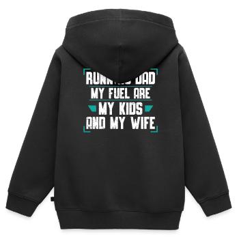 Mon carburant, ce sont mes enfants - Sweat Premium à capuche zippé enfant bio - noir - Dos - AI Model Kid Male (0cm)