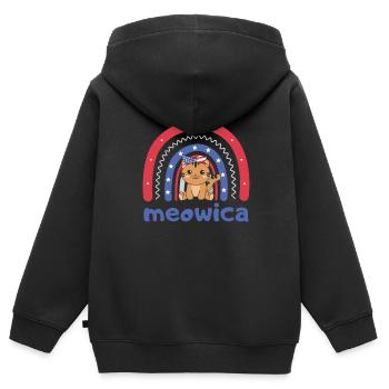 Katze für den vierten Juli USA Regenbogen Meowica - Kinder Premium Organic Zip Hoodie - Schwarz - Hinten - AI Model Kid Male (0cm)