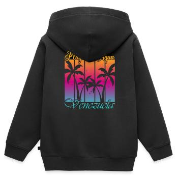 Playa El Aqua Venezuela - Sweat Premium à capuche zippé enfant bio - noir - Dos - AI Model Kid Male (0cm)