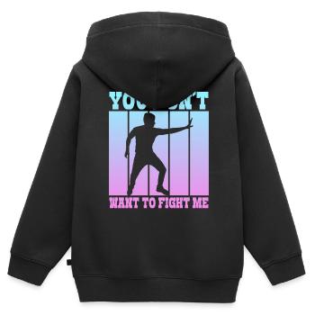 Du willst nicht gegen mich kämpfen - Kinder Premium Organic Zip Hoodie - Schwarz - Hinten - AI Model Kid Male (0cm)