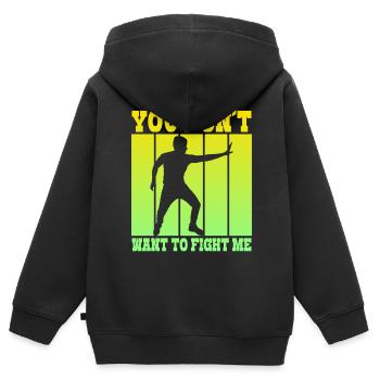 Du willst nicht gegen mich kämpfen - Kinder Premium Organic Zip Hoodie - Schwarz - Hinten - AI Model Kid Male (0cm)