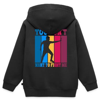 Du willst nicht gegen mich kämpfen - Kinder Premium Organic Zip Hoodie - Schwarz - Hinten - AI Model Kid Male (0cm)