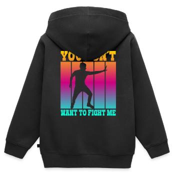 Du willst nicht gegen mich kämpfen - Kinder Premium Organic Zip Hoodie - Schwarz - Hinten - AI Model Kid Male (0cm)