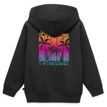 Playa El Aqua Venezuela - Sweat Premium à capuche zippé enfant bio - noir - Dos - AI Model Kid Male (0cm)