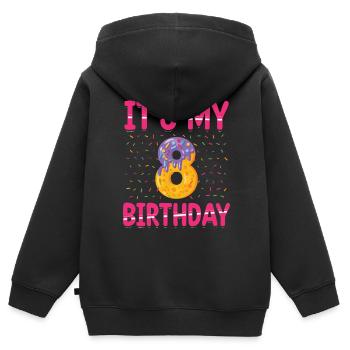 Es Ist Mein 8. Geburtstag | Sprinkles Thema | - Kinder Premium Organic Zip Hoodie - Schwarz - Hinten - AI Model Kid Male (0cm)
