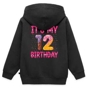 Es Ist Mein 12. Geburtstag | Sprinkles Thema | - Kinder Premium Organic Zip Hoodie - Schwarz - Hinten - AI Model Kid Male (0cm)