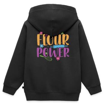 Mehl Power | Bäcker Shirt | Backen Tshirt | - Kinder Premium Organic Zip Hoodie - Schwarz - Hinten - AI Model Kid Male (0cm)