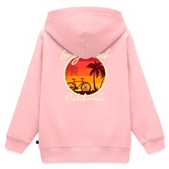 Long Beach California Fahrrad - Kinder Premium Organic Zip Hoodie - Rosa - Hinten - AI Model Kid Female (0cm)