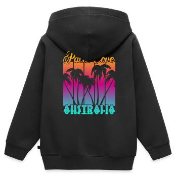Palm Cove Australia - Kinder Premium Organic Zip Hoodie - Schwarz - Hinten - AI Model Kid Male (0cm)