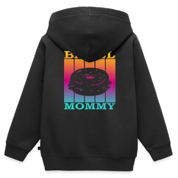 Bagel Mommy - Kinder Premium Organic Zip Hoodie - Schwarz - Hinten - AI Model Kid Male (0cm)