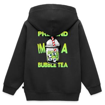 Faire semblant d’être un Bubble Tea - Sweat Premium à capuche zippé enfant bio - noir - Dos - AI Model Kid Male (0cm)