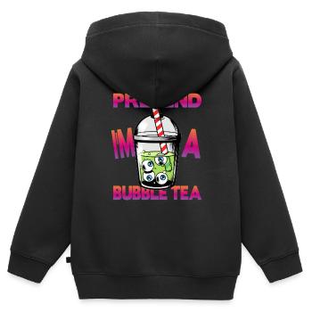 Faire semblant d’être un Bubble Tea - Sweat Premium à capuche zippé enfant bio - noir - Dos - AI Model Kid Male (0cm)