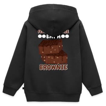 Feeling Downie Eat Brownie | Backen Tshirt | - Kinder Premium Organic Zip Hoodie - Schwarz - Hinten - AI Model Kid Male (0cm)