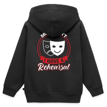 J’ai une répétition - Théâtre - Sweat Premium à capuche zippé enfant bio - noir - Dos - AI Model Kid Male (0cm)