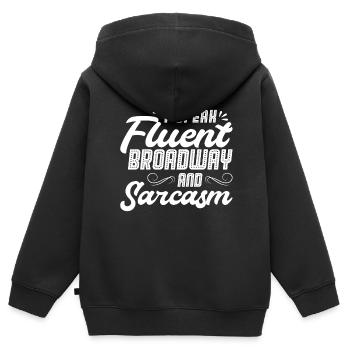 Je parle couramment Broadway et le sarcasme - Sweat Premium à capuche zippé enfant bio - noir - Dos - AI Model Kid Male (0cm)
