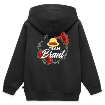 Team Braut Hochzeitsparty Damenhut Rosenkranz Crew - Kinder Premium Organic Zip Hoodie - Schwarz - Hinten - AI Model Kid Male (0cm)