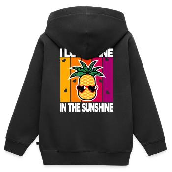 Je regarde le pin au soleil - Sweat Premium à capuche zippé enfant bio - noir - Dos - AI Model Kid Male (0cm)