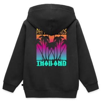 Vintage Phi Phi Islands Thaïlande - Sweat Premium à capuche zippé enfant bio - noir - Dos - AI Model Kid Male (0cm)
