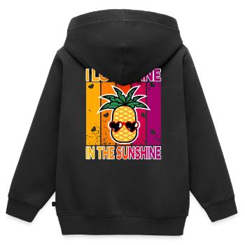 Je regarde le pin au soleil - Sweat Premium à capuche zippé enfant bio - noir - Dos - AI Model Kid Male (0cm)
