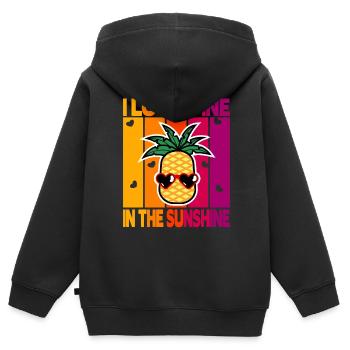 Je regarde le pin au soleil - Sweat Premium à capuche zippé enfant bio - noir - Dos - AI Model Kid Male (0cm)