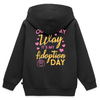 À l’écart, c’est mon jour d’adoption - Sweat Premium à capuche zippé enfant bio - noir - Dos - AI Model Kid Male (0cm)