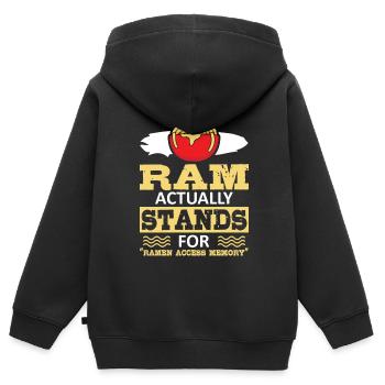 | de mémoire d’accès Ramen | de chemise Ramen Lover Ramen - Sweat Premium à capuche zippé enfant bio - noir - Dos - AI Model Kid Male (0cm)