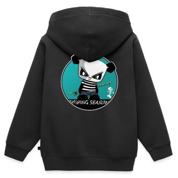 Angel Panda, Pêcheur Pêcheur Pêcheur Poisson Enfants - Sweat Premium à capuche zippé enfant bio - noir - Dos - AI Model Kid Male (0cm)