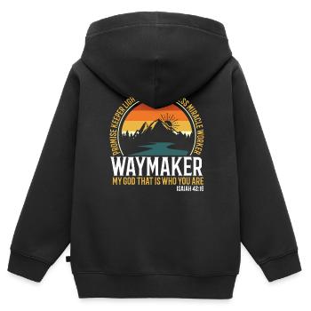 Pionnier Mon Dieu Qui Tu Es Jésus et Dieu - Sweat Premium à capuche zippé enfant bio - noir - Dos - AI Model Kid Male (0cm)