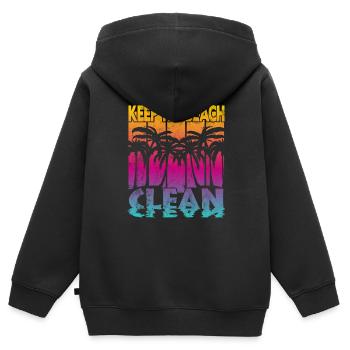 Gardez la plage propre - Sweat Premium à capuche zippé enfant bio - noir - Dos - AI Model Kid Male (0cm)