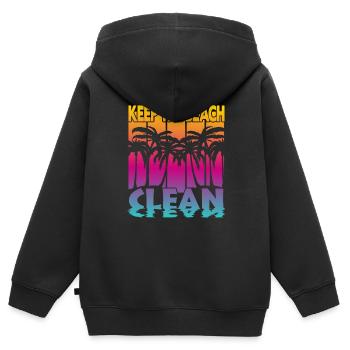 Gardez la plage propre - Sweat Premium à capuche zippé enfant bio - noir - Dos - AI Model Kid Male (0cm)