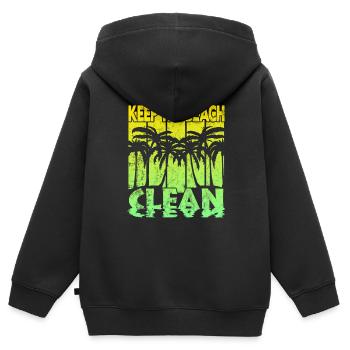 Gardez la plage propre - Sweat Premium à capuche zippé enfant bio - noir - Dos - AI Model Kid Male (0cm)
