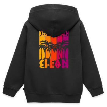 Gardez la plage propre - Sweat Premium à capuche zippé enfant bio - noir - Dos - AI Model Kid Male (0cm)