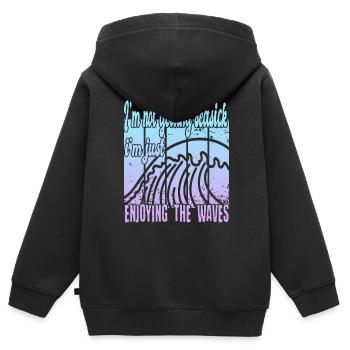 Je n’ai pas le mal de mer - Sweat Premium à capuche zippé enfant bio - noir - Dos - AI Model Kid Male (0cm)