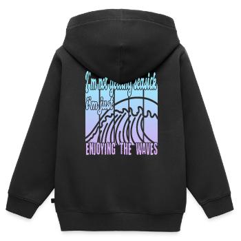 Je n’ai pas le mal de mer - Sweat Premium à capuche zippé enfant bio - noir - Dos - AI Model Kid Male (0cm)