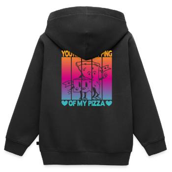 Valentinstag Pizza Partner Liebe - Kinder Premium Organic Zip Hoodie - Schwarz - Hinten - AI Model Kid Male (0cm)