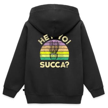 Hey Yo! Succa? Grünpflanzen-kakteen-liebhaber - Kinder Premium Organic Zip Hoodie - Schwarz - Hinten - AI Model Kid Male (0cm)