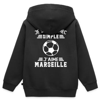 je suis un mec simple j'aime Marseille - Sweat Premium à capuche zippé enfant bio - noir - Dos - AI Model Kid Male (0cm)
