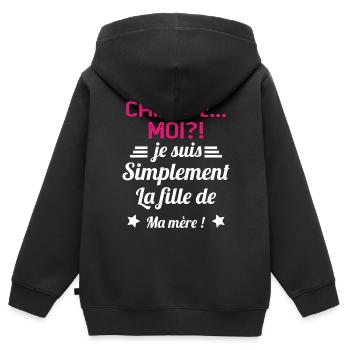 Chiante moi je suis simplement la fille de ma mère - Sweat Premium à capuche zippé enfant bio - noir - Dos - AI Model Kid Male (0cm)
